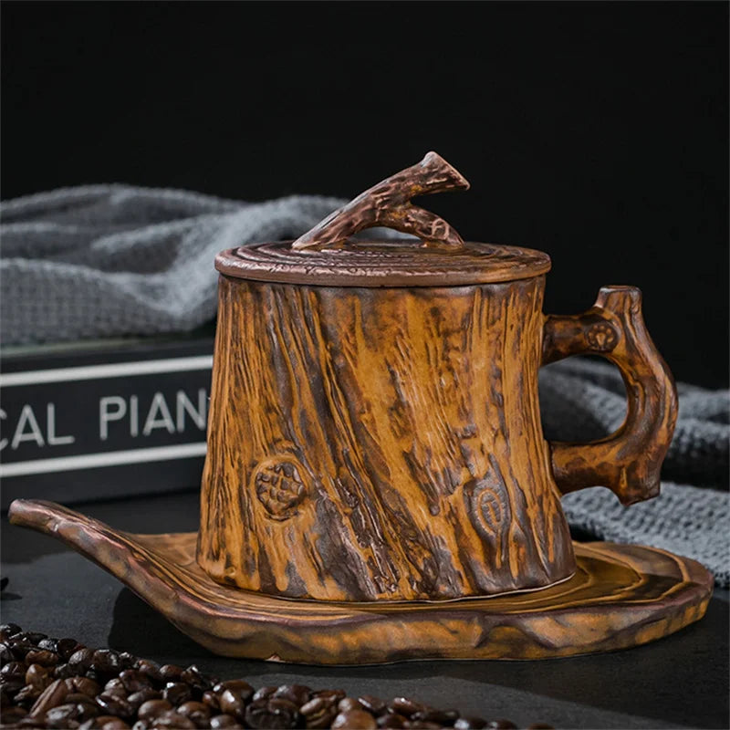 Vintage Wood Texture Cups Tree Stump