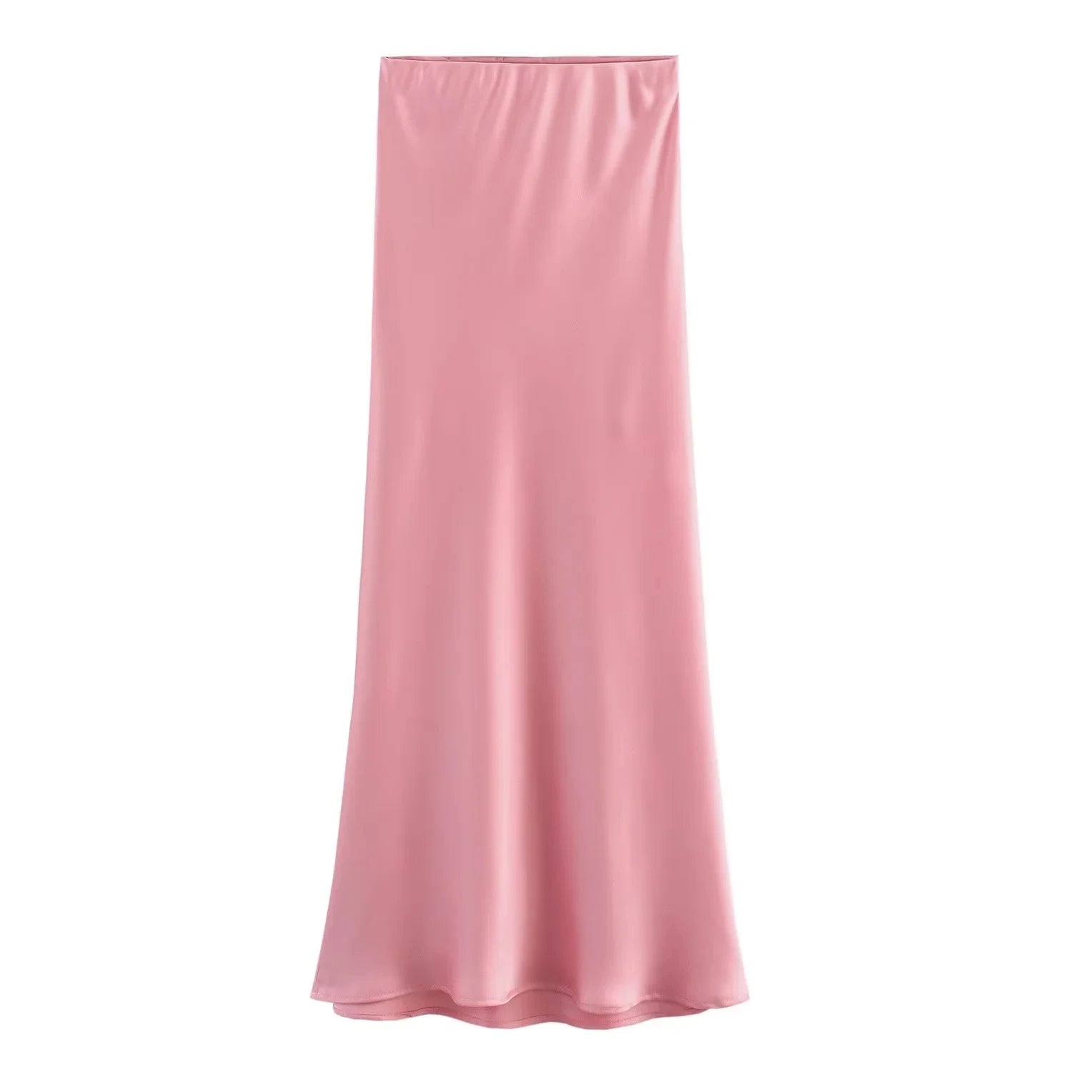 Vintage Flowing Satin Midi Skirt