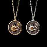 Vintage Sun Moon Pendant Earrings Necklace Set