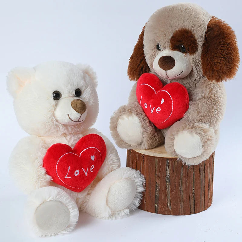 Vintage Heart Bear Dog Plush Toys