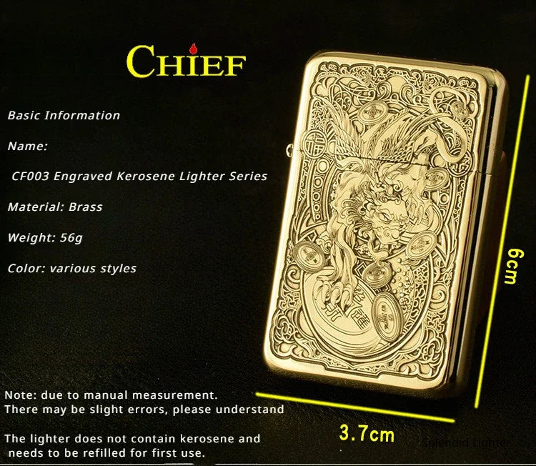 Vintage Brass Slim Windproof Lighter Gift