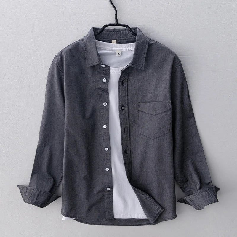 Cotton Oxford Long Sleeve Shirt Men's Vintage Clothes