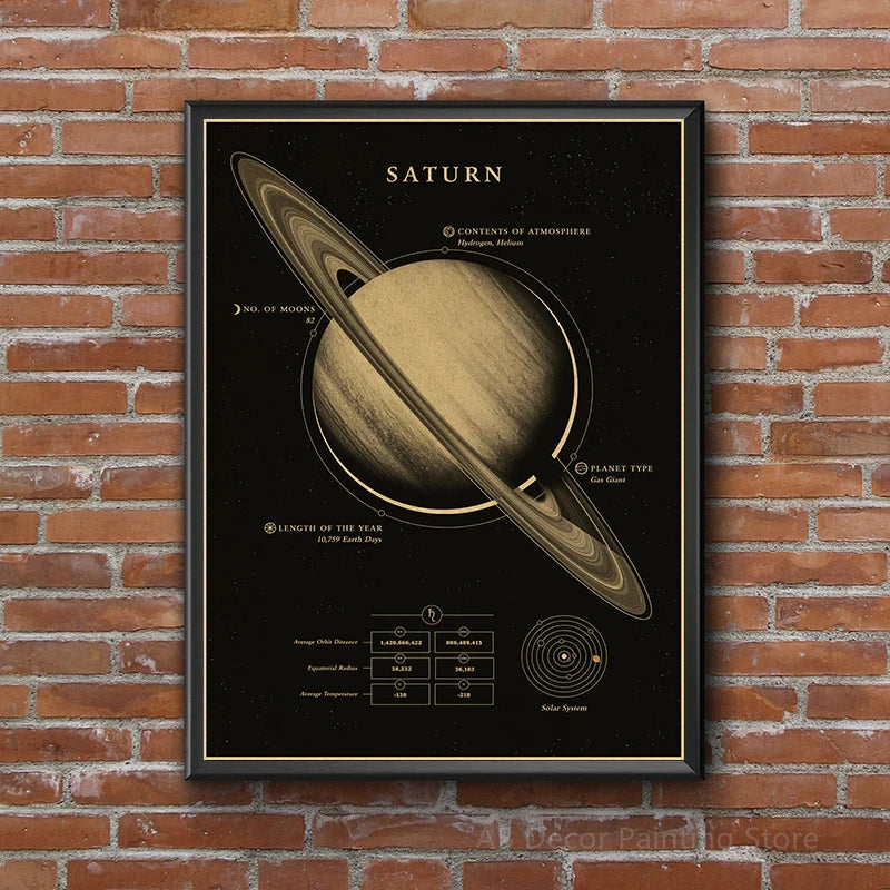 Planets and Universe Vintage Retro Space Mars Venus Moon Posters