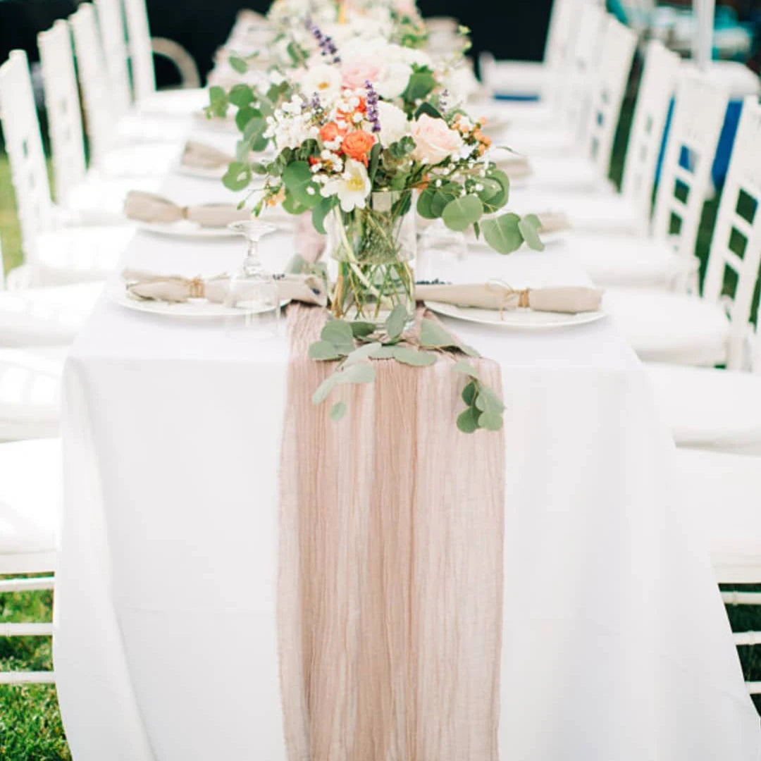 Vintage Semi-Sheer Gauze Table Runner