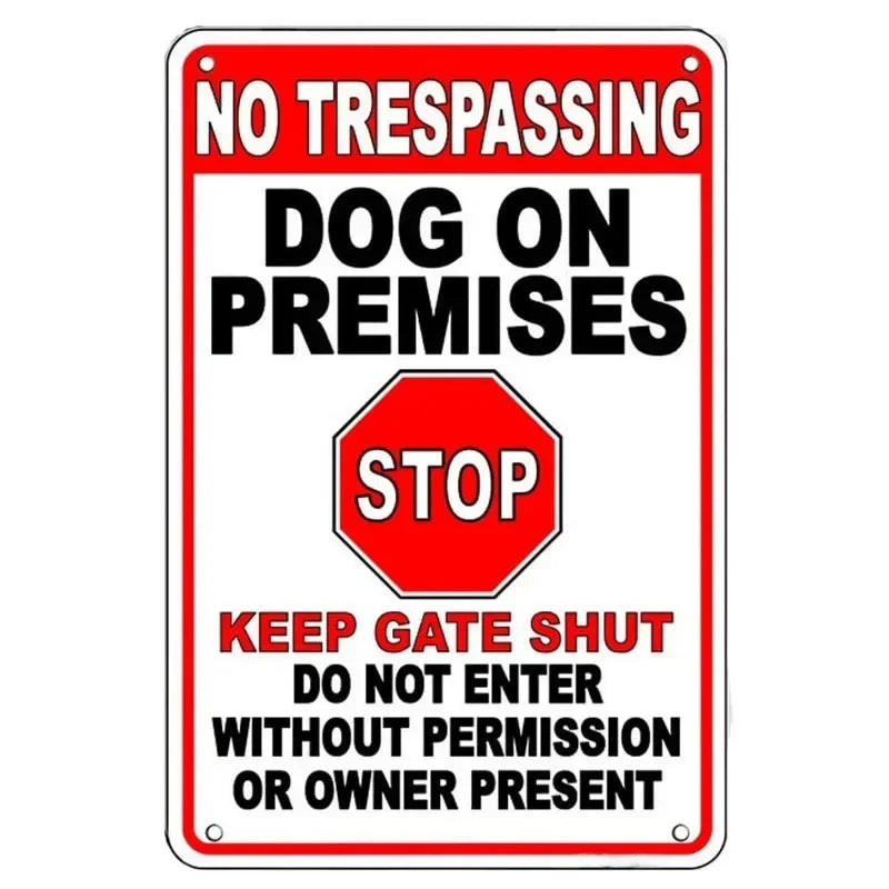 Vintage No Trespassing Warning Metal Signs