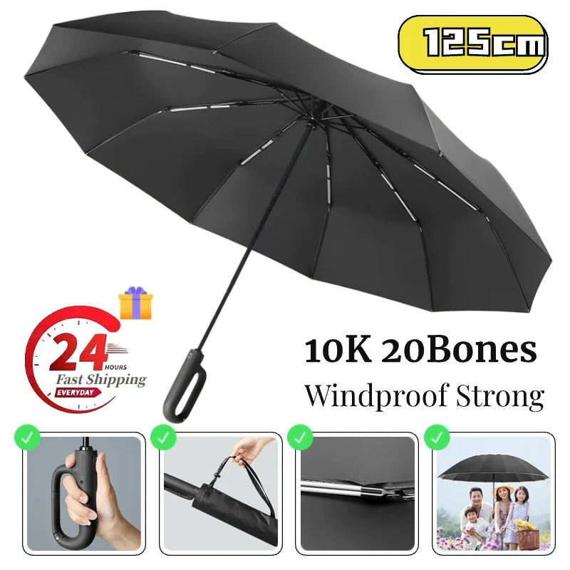 Large Windproof Men’s Umbrella with Automatic Features