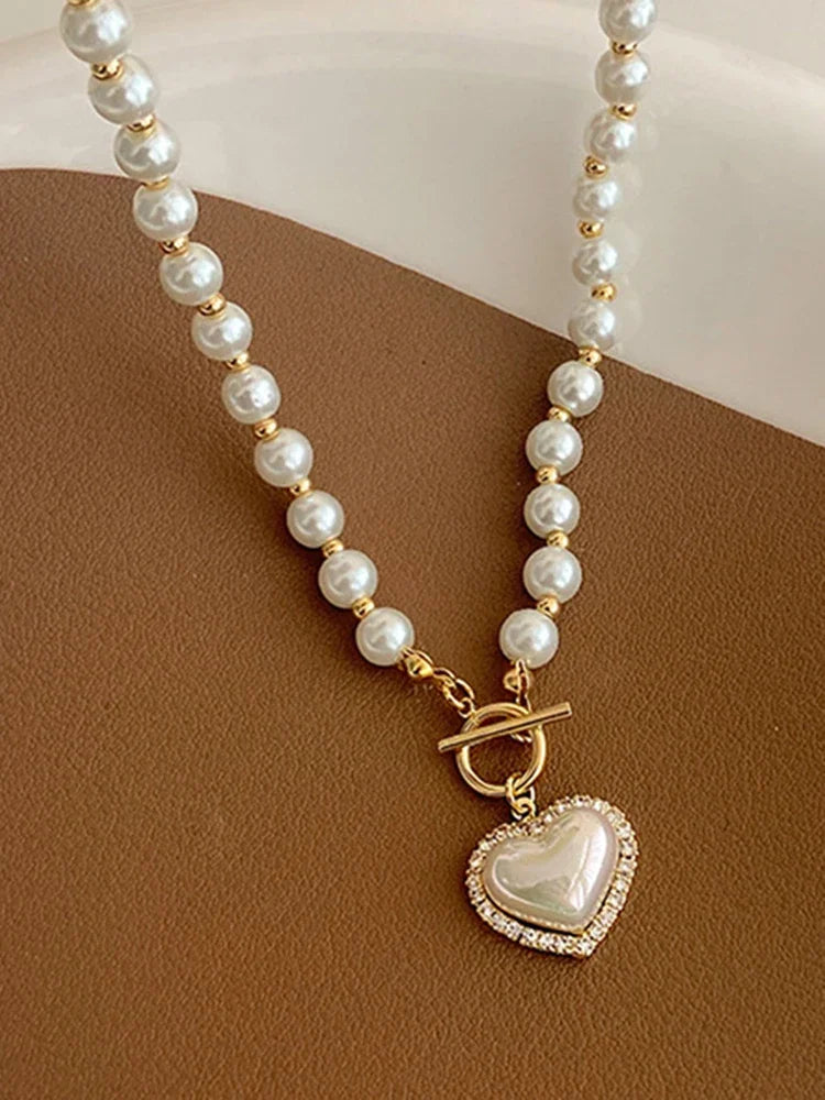 Vintage Pearl Mermaid T-Buckle Necklace for Women