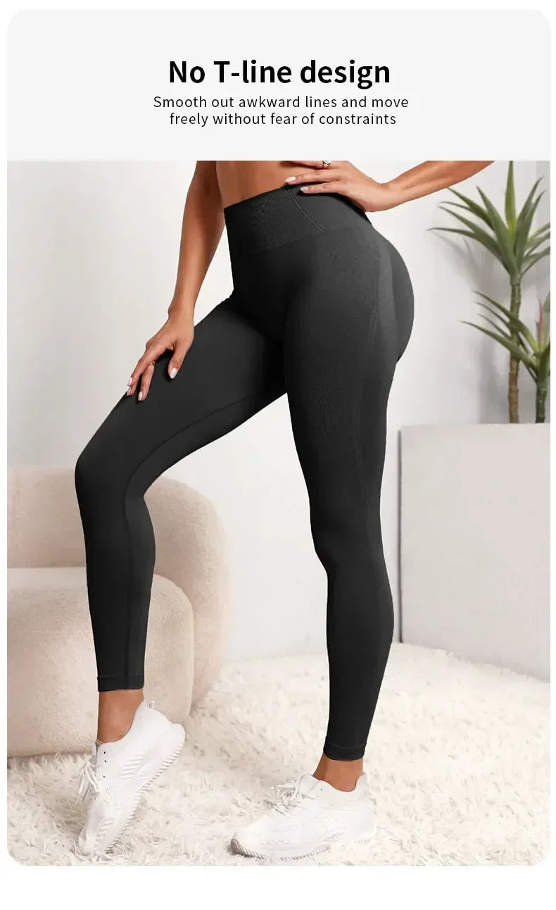 High Waist Seamless Hip Lifting Vintage Sports Leggings