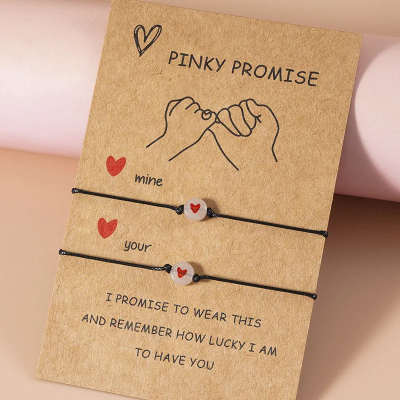 Vintage Luminous Pinky Promise Couple Bracelets