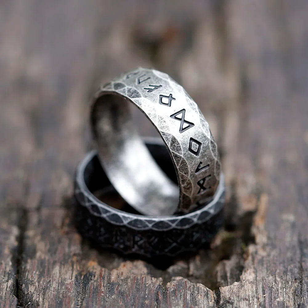 Vintage Stainless-Steel Odin Viking Rune Rings