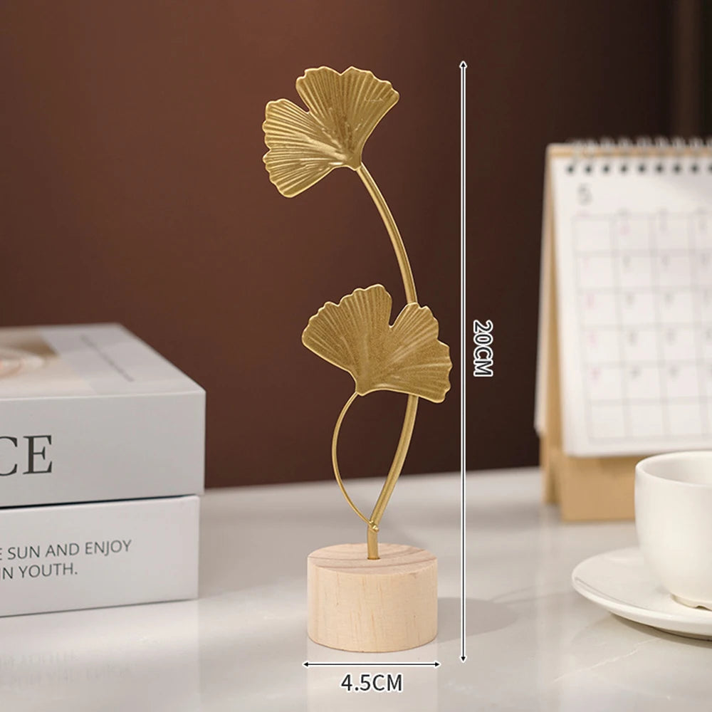 Vintage Nordic Gold Ginkgo Leaf Crafts Leaves Sculpture