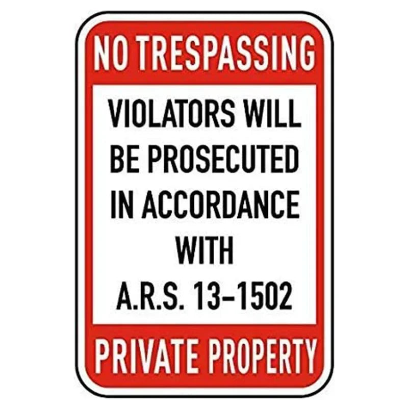 Vintage No Trespassing Warning Metal Signs