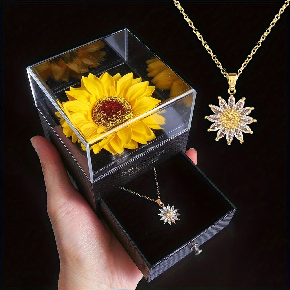 Vintage Elegant Sunflower Necklace Gift Set