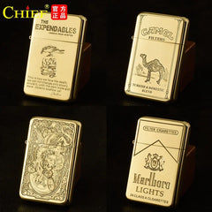 Vintage Brass Slim Windproof Lighter Gift