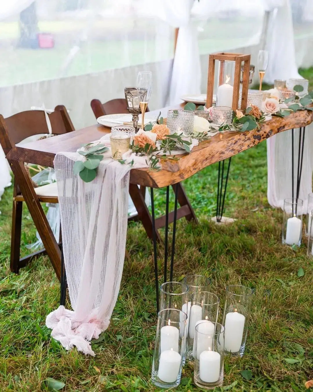 Vintage Semi-Sheer Gauze Table Runner