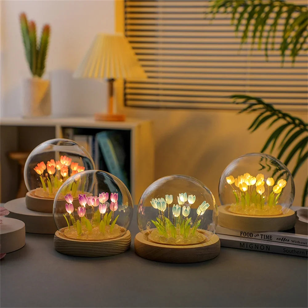 Vintage Artificial Tulip Flower Night Light