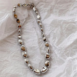 Vintage Geometric Exaggerated Artificial Pearl Chain Necklaces