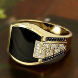 Vintage Inlaid Black Stone Zircon Punk Rings