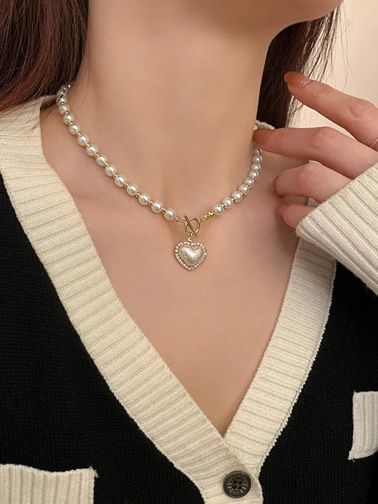 Vintage Pearl Mermaid T-Buckle Necklace for Women