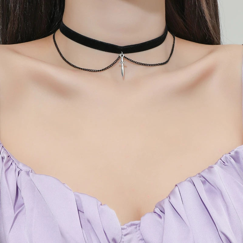 Vintage Velvet Pearl Choker Necklace Gothic