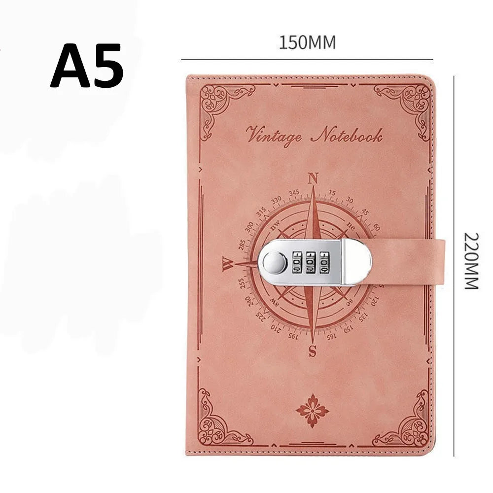 Vintage A5 Password-Lock Notebook