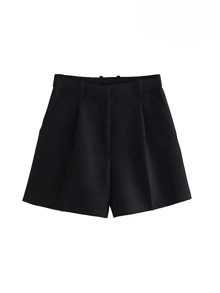 Side Pockets Front Darts Bermuda Vintage Shorts