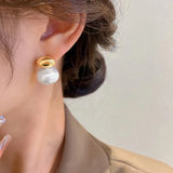 Vintage Bean Spliced Flat Pearl Earrings