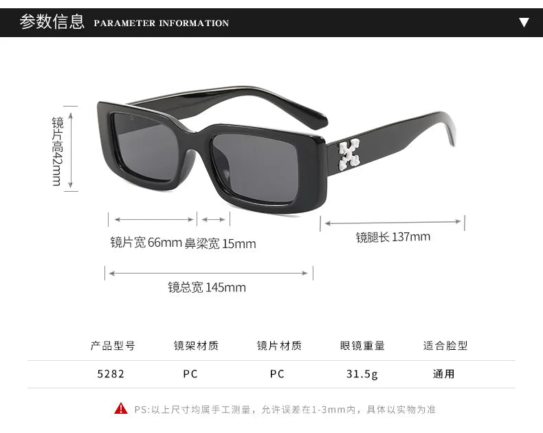 Luxury Vintage Rectangle Sunglasses Men Women