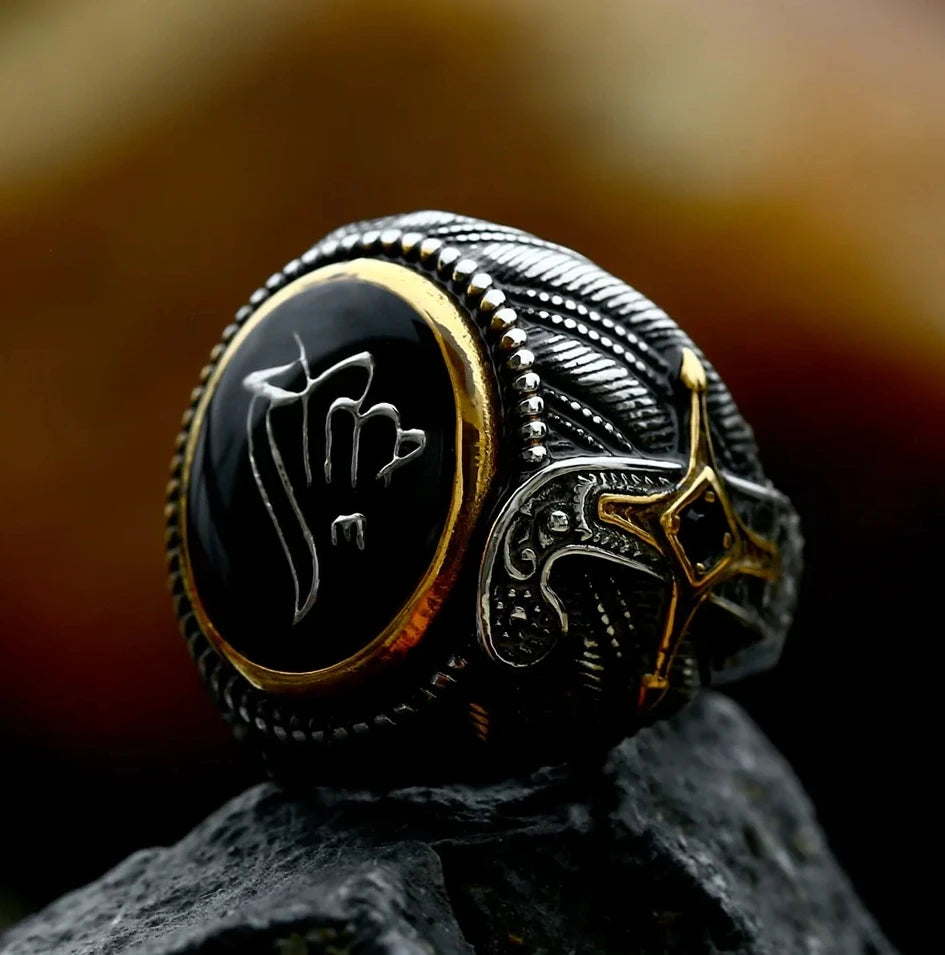 Vintage Stainless Steel Turkish Signet Ring