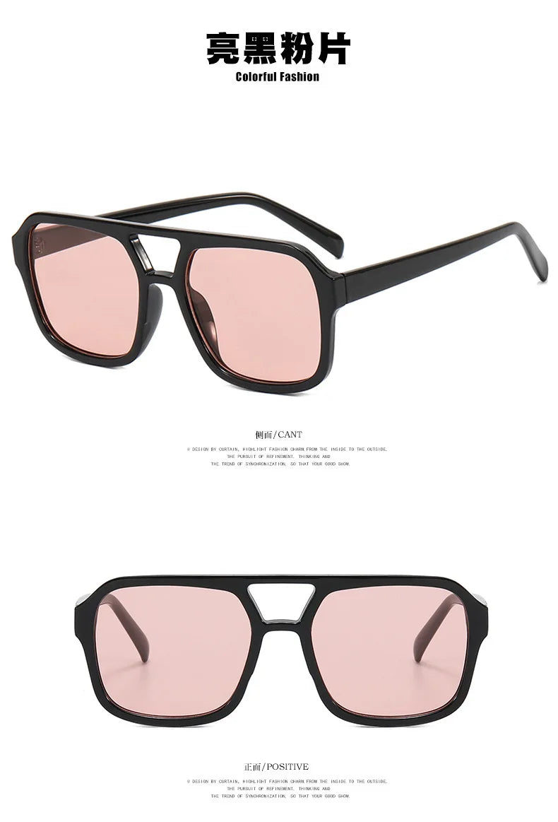 Vintage Double Bridge Square Women Sunglasses