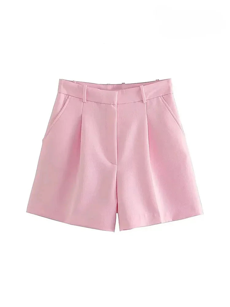 Side Pockets Front Darts Bermuda Vintage Shorts