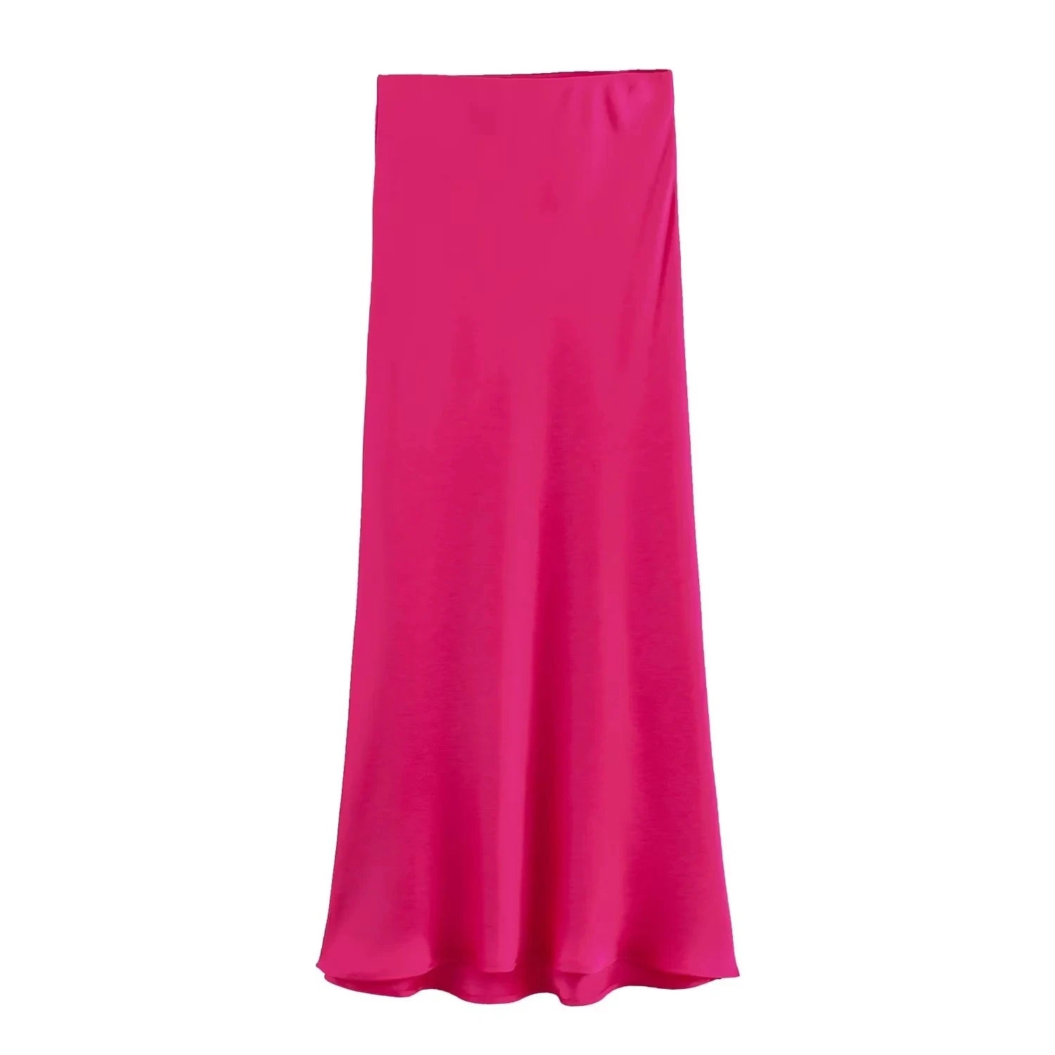 Vintage Flowing Satin Midi Skirt