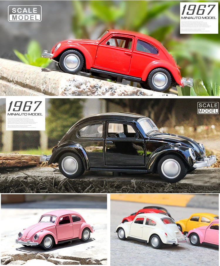 Vintage Beetle Diecast Pull Back Car