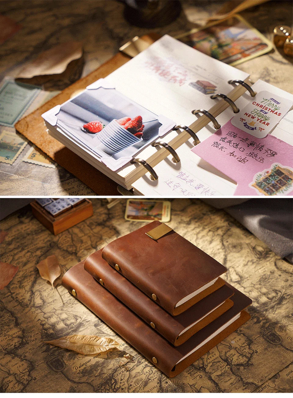 Vintage Classic Leather Rings Binder Notebook