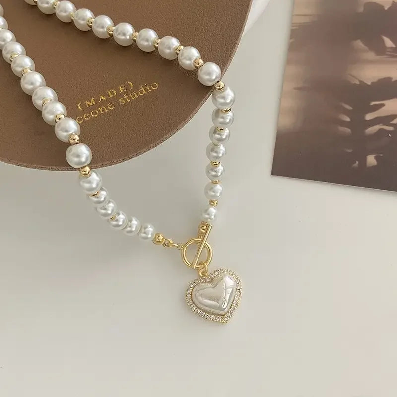 Vintage Pearl Mermaid T-Buckle Necklace for Women