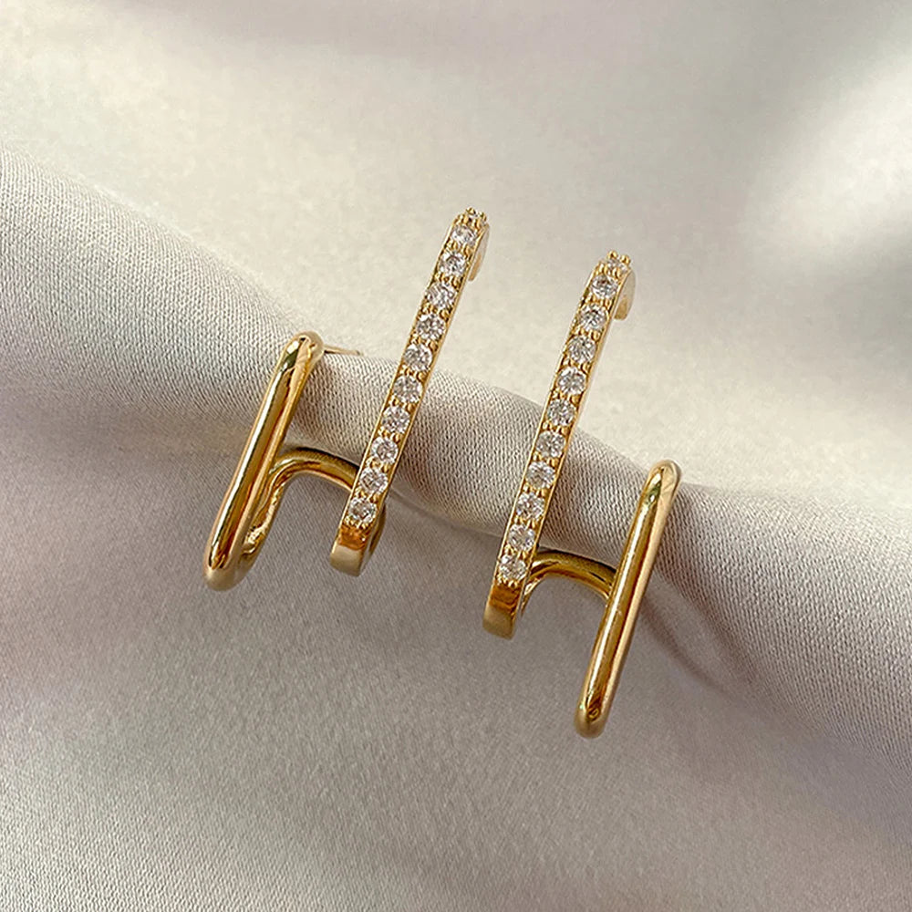 Luxury Crystal U-Shaped Gold Vintage Earrings