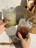 Vintage Striped Glass Cup for Drinks