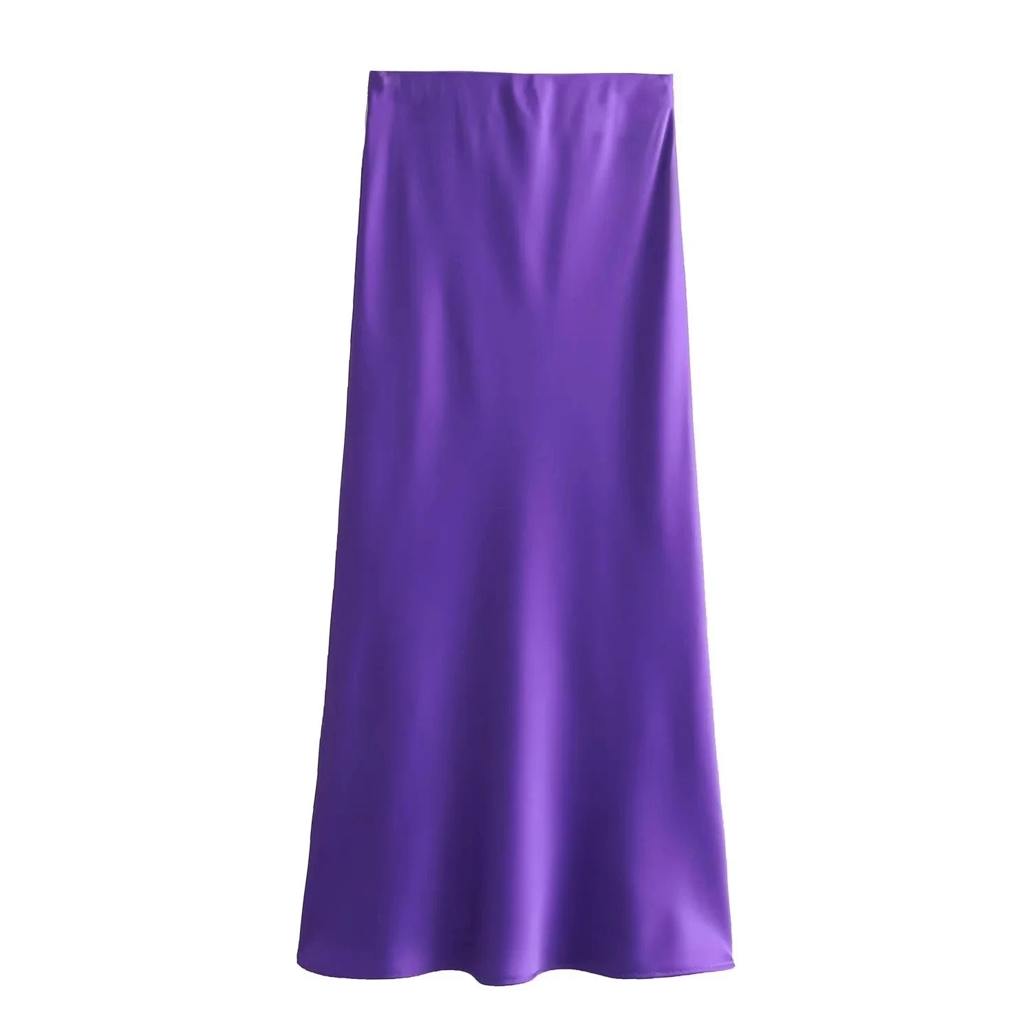 Vintage Flowing Satin Midi Skirt