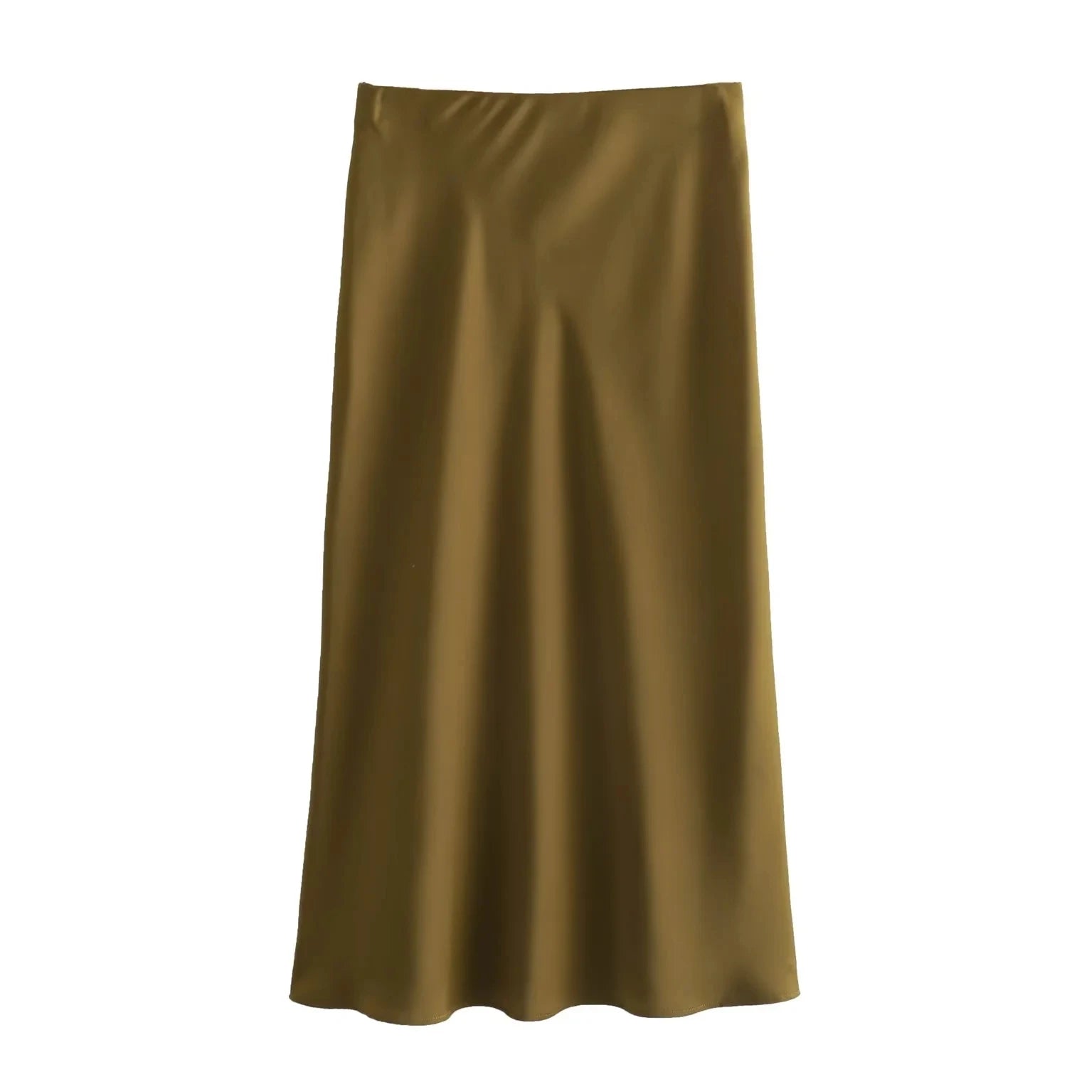 Vintage Flowing Satin Midi Skirt