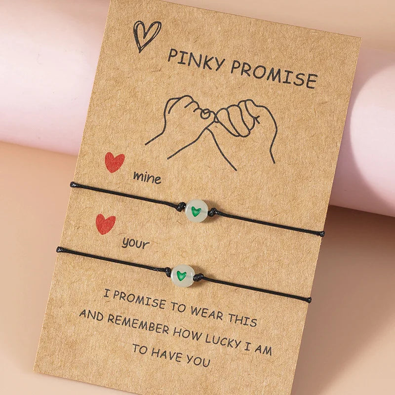 Vintage Luminous Pinky Promise Couple Bracelets