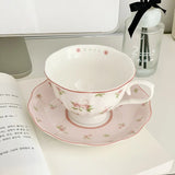 French Pink Rabbit Print Vintage Coffee Cup