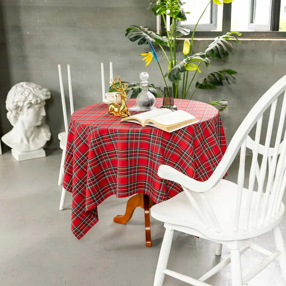 Plaid Christmas Tablecloth Red Green Vintage