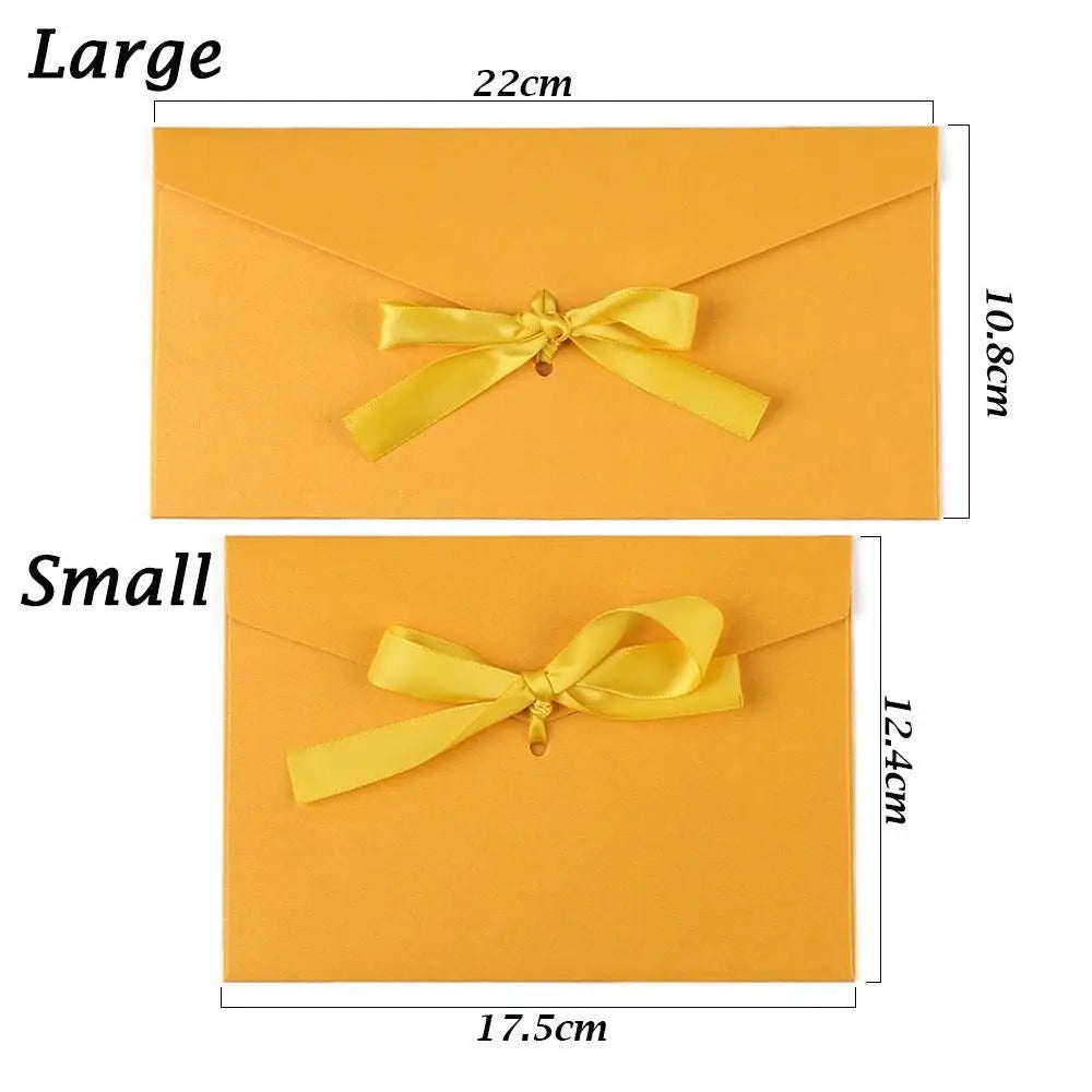 10 Pcs/set Envelope Pearlescent Paper Bow Thicken Ribbon Retro Creative Color Stationery Wedding Invited Gift High Quality