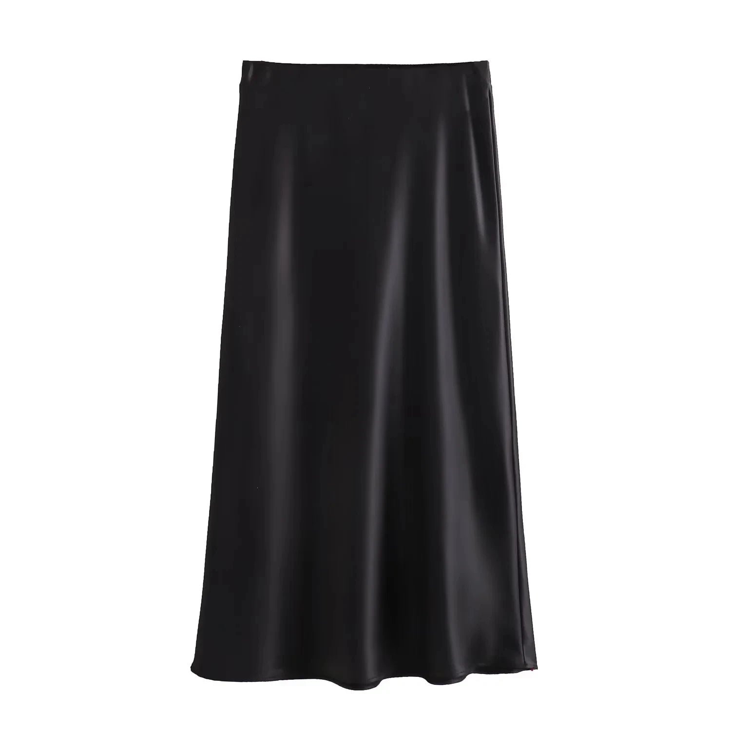 Vintage Flowing Satin Midi Skirt