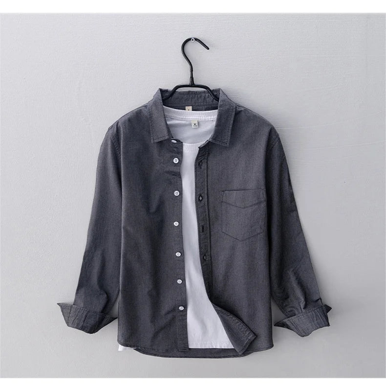 Cotton Oxford Long Sleeve Shirt Men's Vintage Clothes