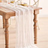 Semi-Sheer Vintage White Table Runners Boho