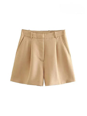 Side Pockets Front Darts Bermuda Vintage Shorts