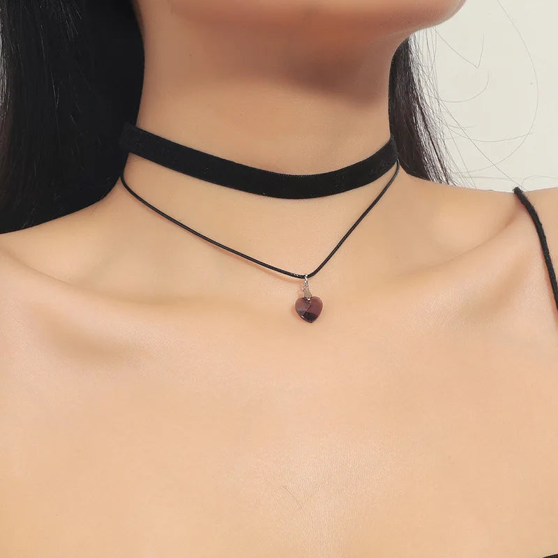 Vintage Velvet Pearl Choker Necklace Gothic