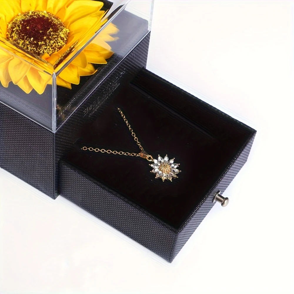 Vintage Elegant Sunflower Necklace Gift Set