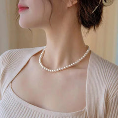 Vintage White Pearl Chain Choker Necklace